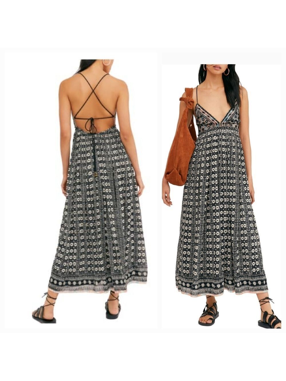 XS Free People Maxi Dress with Embroidery